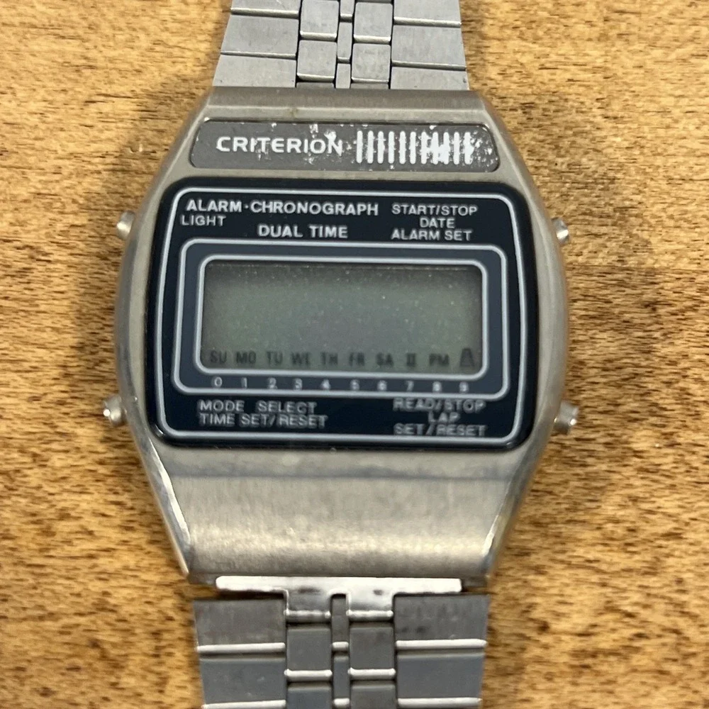 Vintage Retro Men's Watch Criterion Digital Alarm-Chronograph Rare UNTESTED